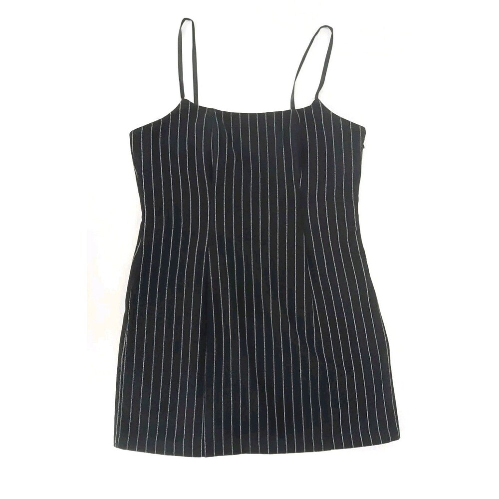 Something New NWT Black Pinstripe Slip Mini Dress XL Office Core Minimalist 90s